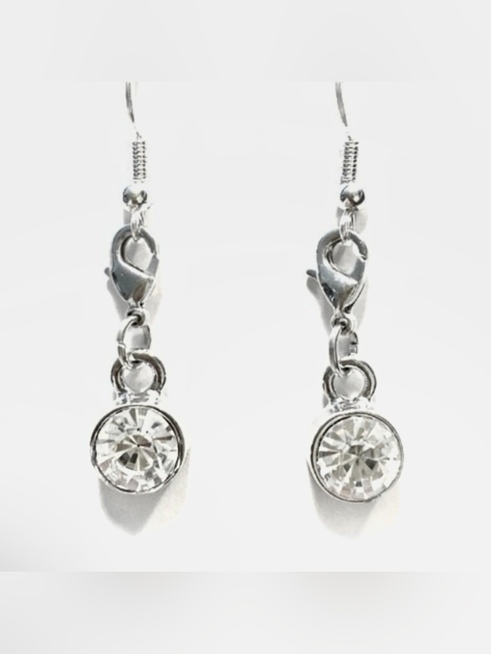 Silver Crystal Drop Earrings